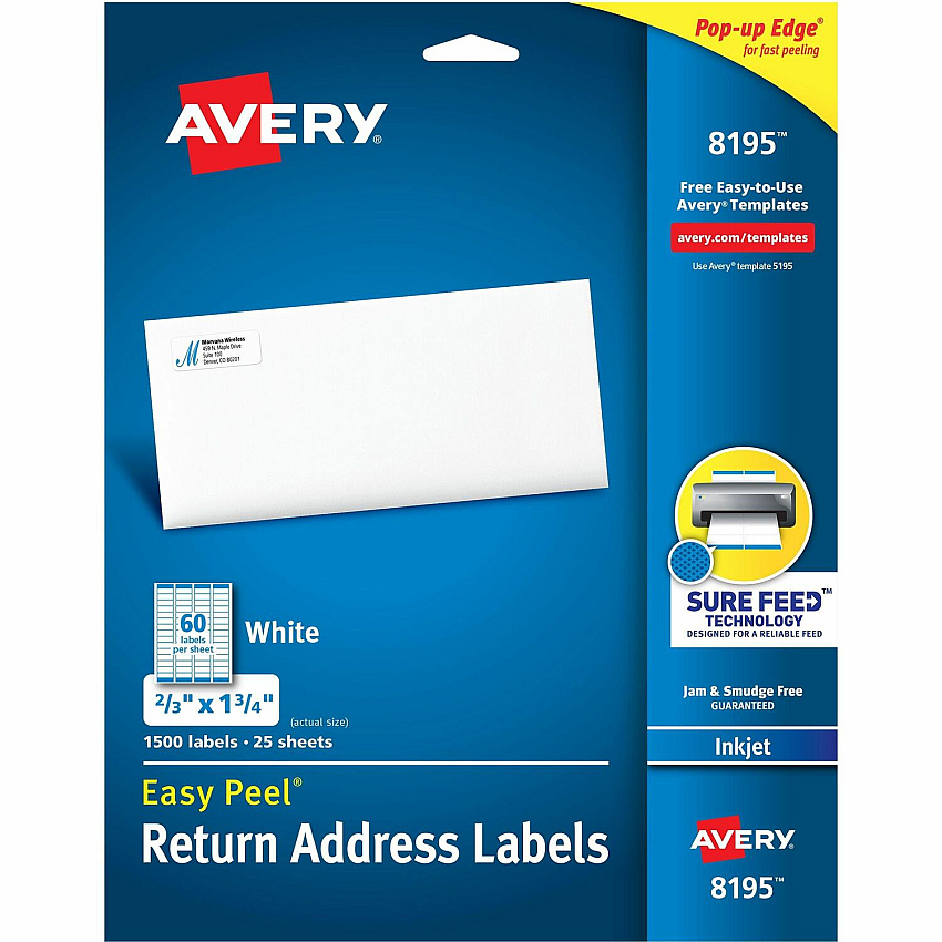 Avery Easy Peel Inkjet Return Address Labels (AVE8195)