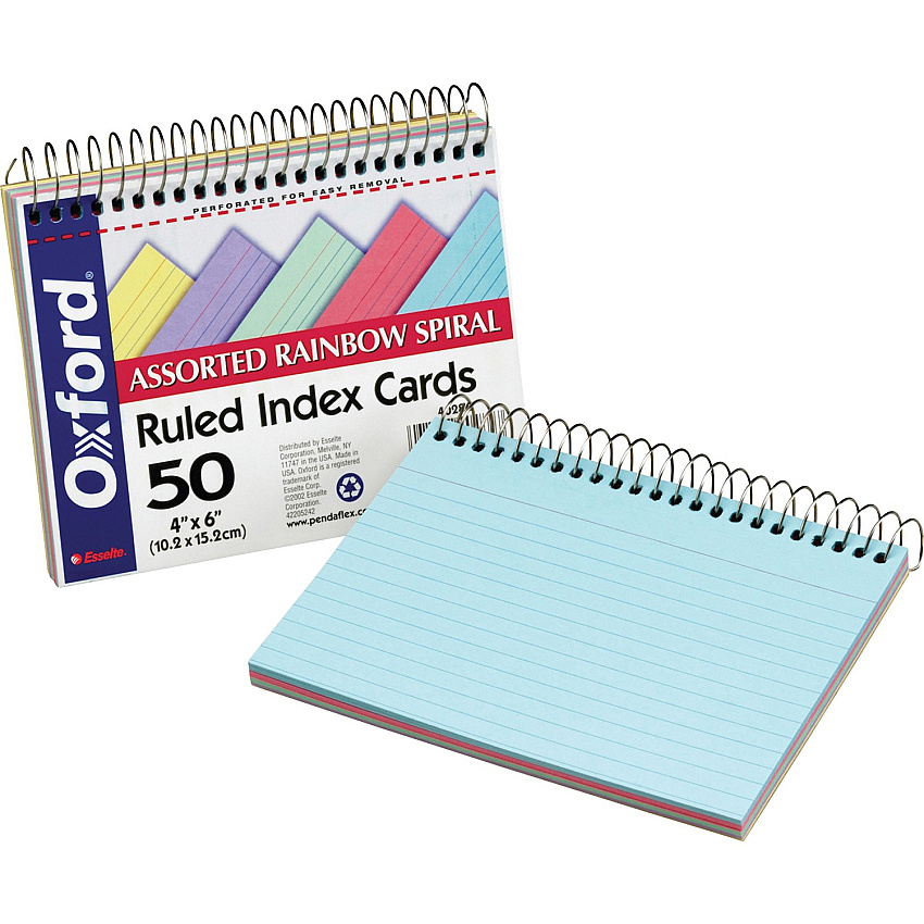 TOPS Oxford Spiral Bound Ruled Index Cards (OXF40286)
