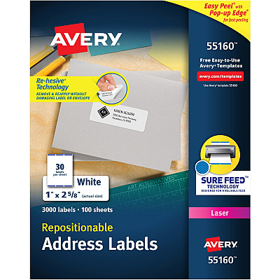 Avery Repositionable Address Labels (AVE55160)