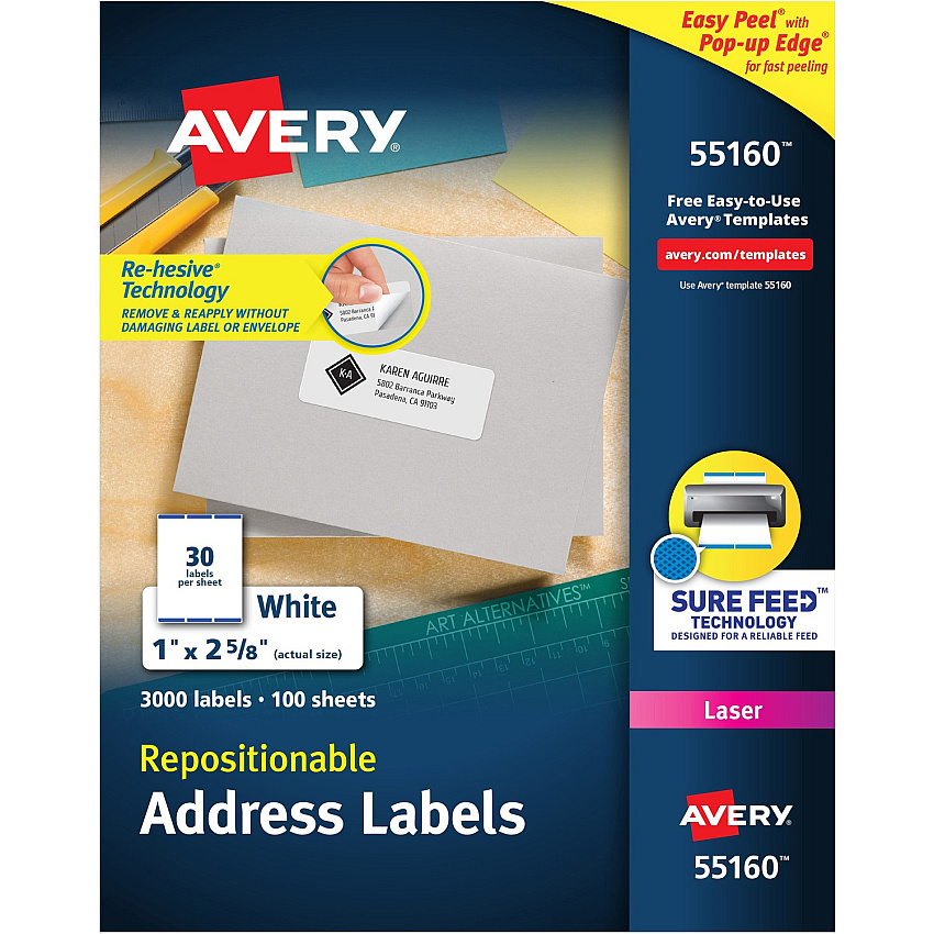 Avery Repositionable Address Labels (AVE55160)
