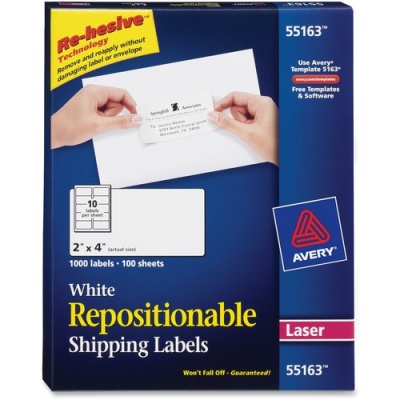 Avery Repositionable Shipping Labels - Sure Feed Technology (55163)