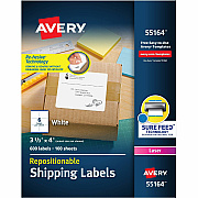 Avery Repositionable Labels, Sure Feed, 3-1/3"x4" , 600 Labels (AVE55164)