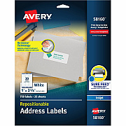 Avery Repositionable Address Labelss - Sure Feed Technology (AVE58160)