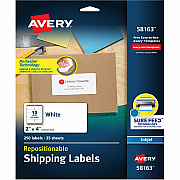 Avery Repositionable Labels, Sure Feed, 2" x 4" , 250 Labels (AVE58163)