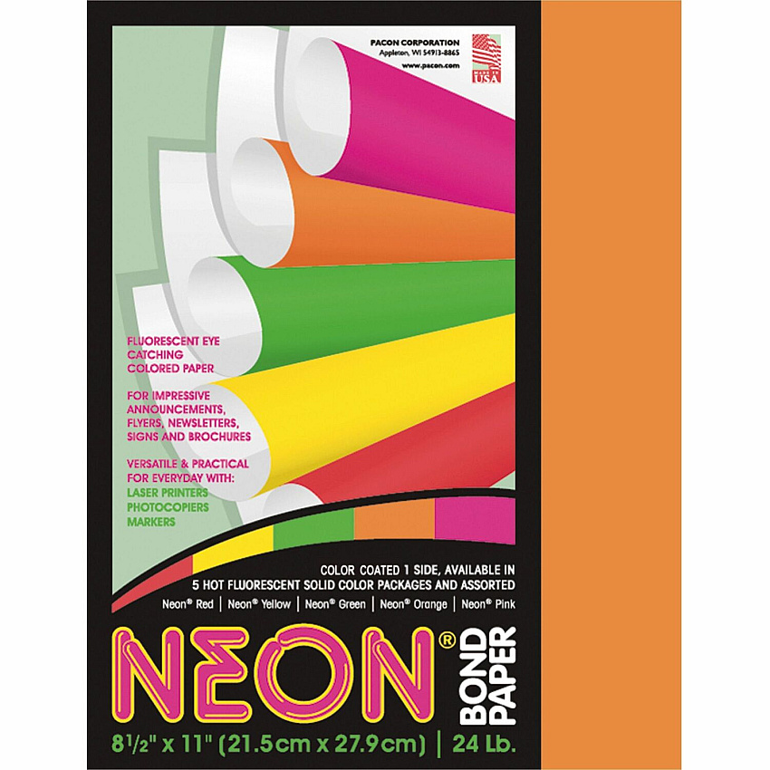 Pacon Neon Bond Paper - Orange (PAC104318)