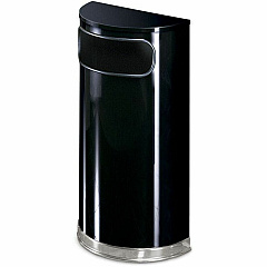 Rubbermaid Commercial Black/Chrome Half Round Receptacle (RCPSO820PLBK)