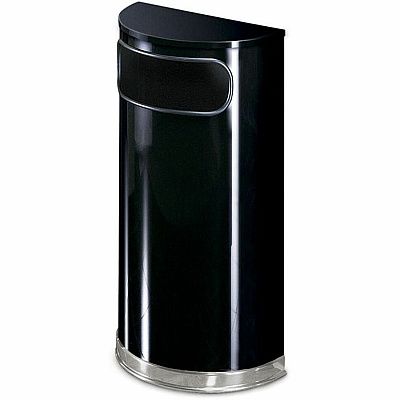 Rubbermaid Commercial Black/Chrome Half Round Receptacle (RCPSO820PLBK)