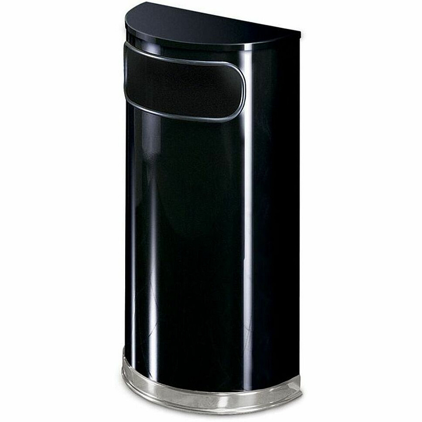 Rubbermaid Commercial Black/Chrome Half Round Receptacle (RCPSO820PLBK)