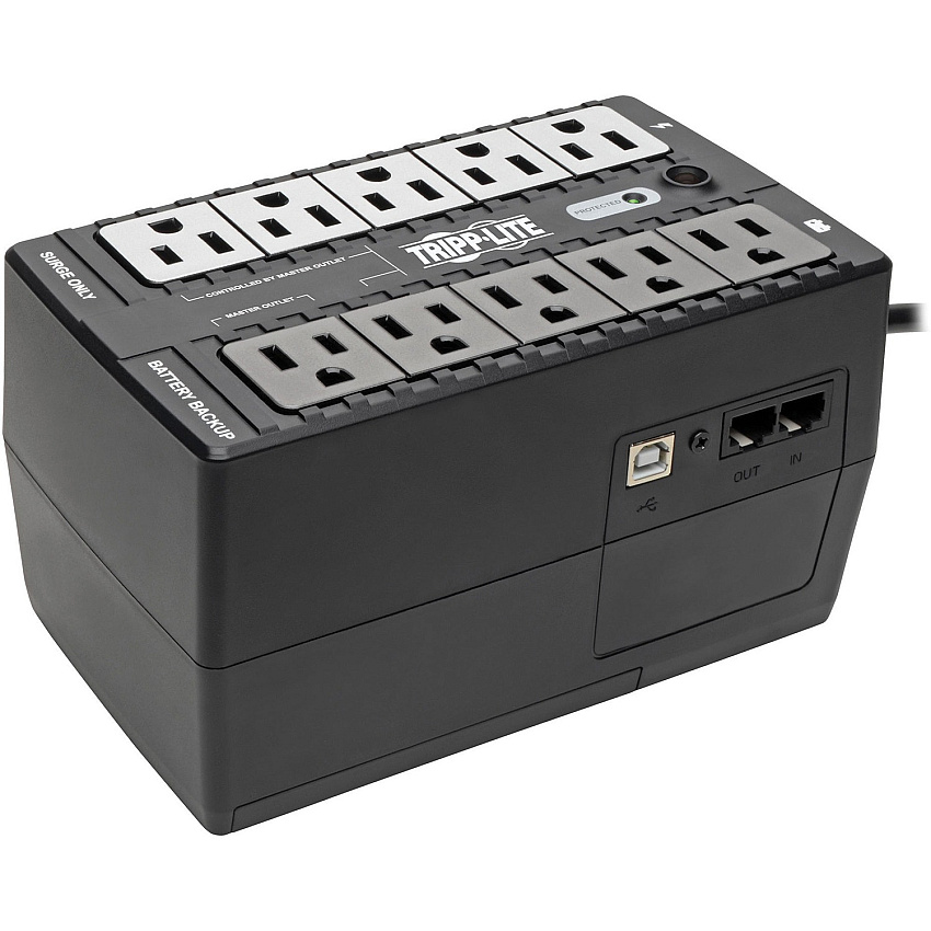 Tripp Lite 550VA 300W Standby UPS - 10 NEMA 5-15R Outlets, 120V, 50/60 Hz, 5-15P Plug, ENERGY STAR, Desktop/Wall (ECO550UPS)