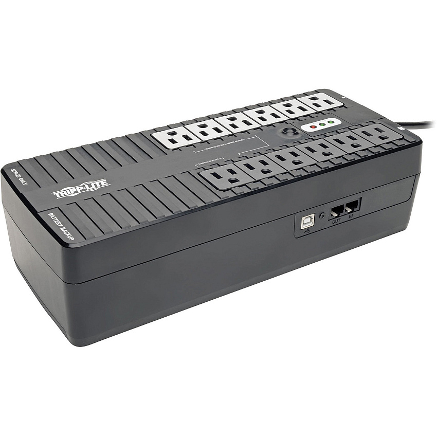 Tripp Lite 750VA 450W Standby UPS - 12 NEMA 5-15R Outlets, 120V, 50/60 Hz, 5-15P Plug, ENERGY STAR, Desktop/Wall (ECO750UPS)