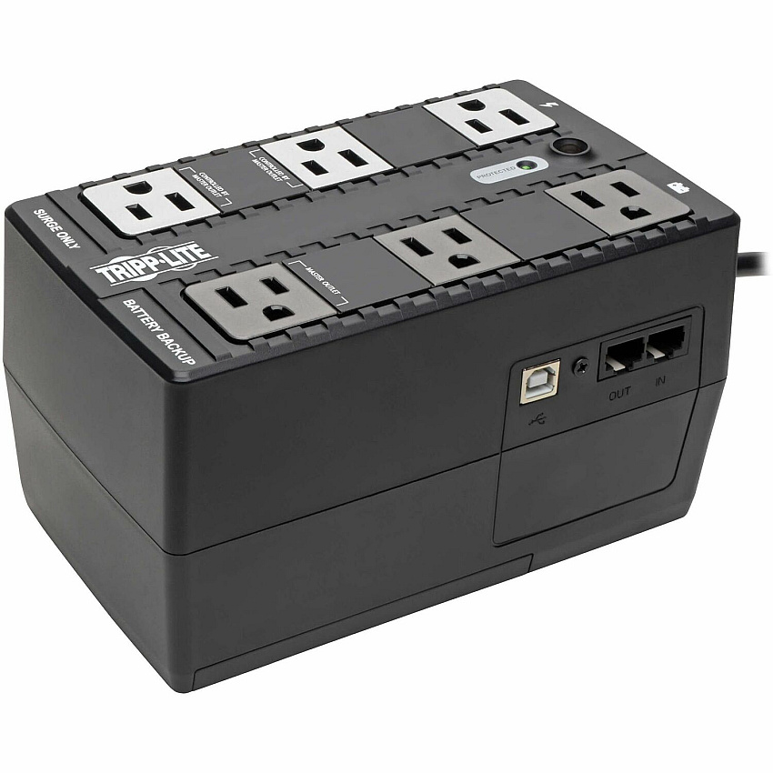 Tripp Lite 350VA 210W Standby UPS - 6 NEMA 5-15R Outlets, 120V, 50/60 Hz, 5-15P Plug, ENERGY STAR, Desktop/Wall (ECO350UPS)