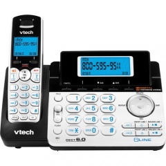 Vtech DS6151 DECT 6.0 2-Line Expandable Cordless Phone with Answering System, Silver/Black with 1 Handset