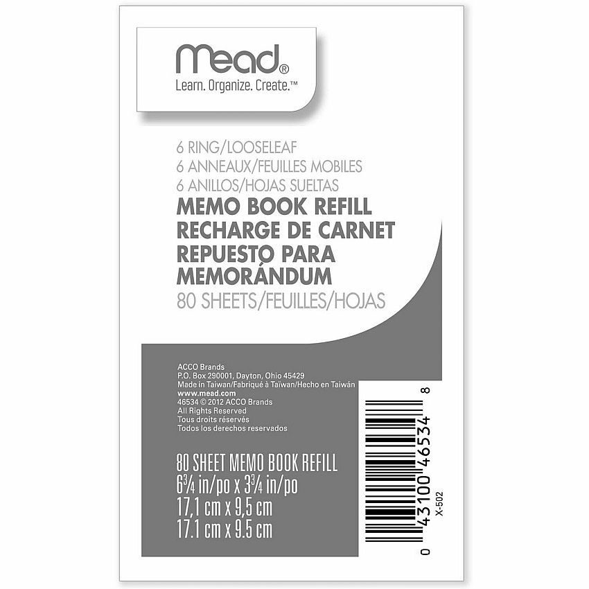 Mead Memo Book Refill Pages (MEA46534)