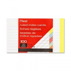 Mead Ruled Assorted Color Index Cards (63074)