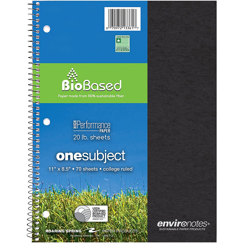 Roaring Spring Environotes College Ruled 1 Subject Recycled Spiral Notebook (ROA13361)