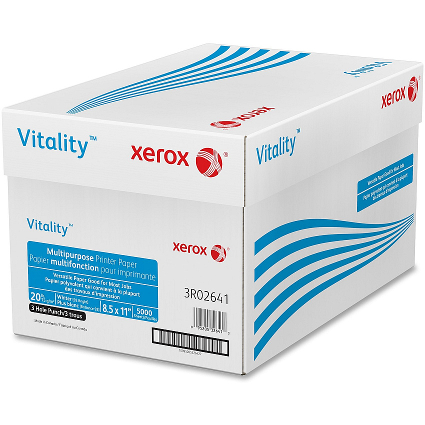 Xerox Vitality 3-Hole Punched Inkjet Print Copy & Multipurpose Paper (XER3R02641)