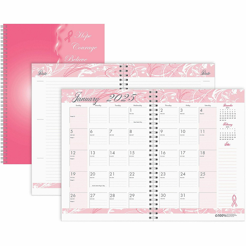 House of Doolittle BCA Pink Cover Monthly Wirebound Journal (5226)