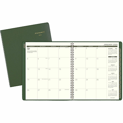 AT-A-GLANCE Recycled Monthly Planner, 11 x 9, Green Cover, 13-Month: Jan 2026 to Jan 2027 (70260G60)