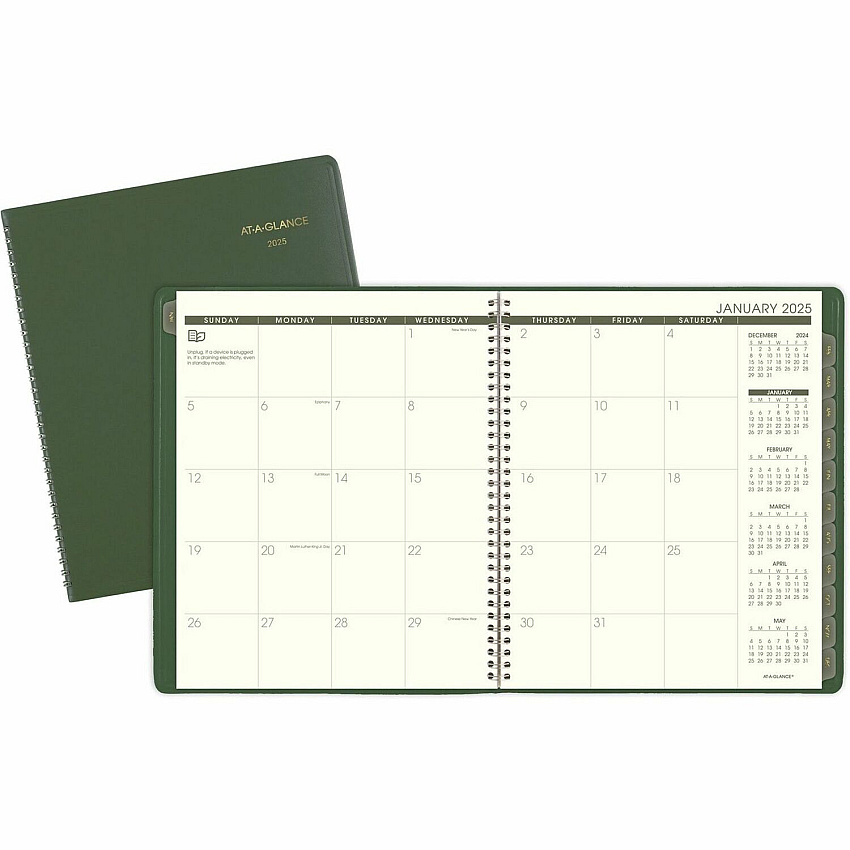 AT-A-GLANCE Recycled Monthly Planner, 11 x 9, Green Cover, 13-Month: Jan 2026 to Jan 2027 (70260G60)