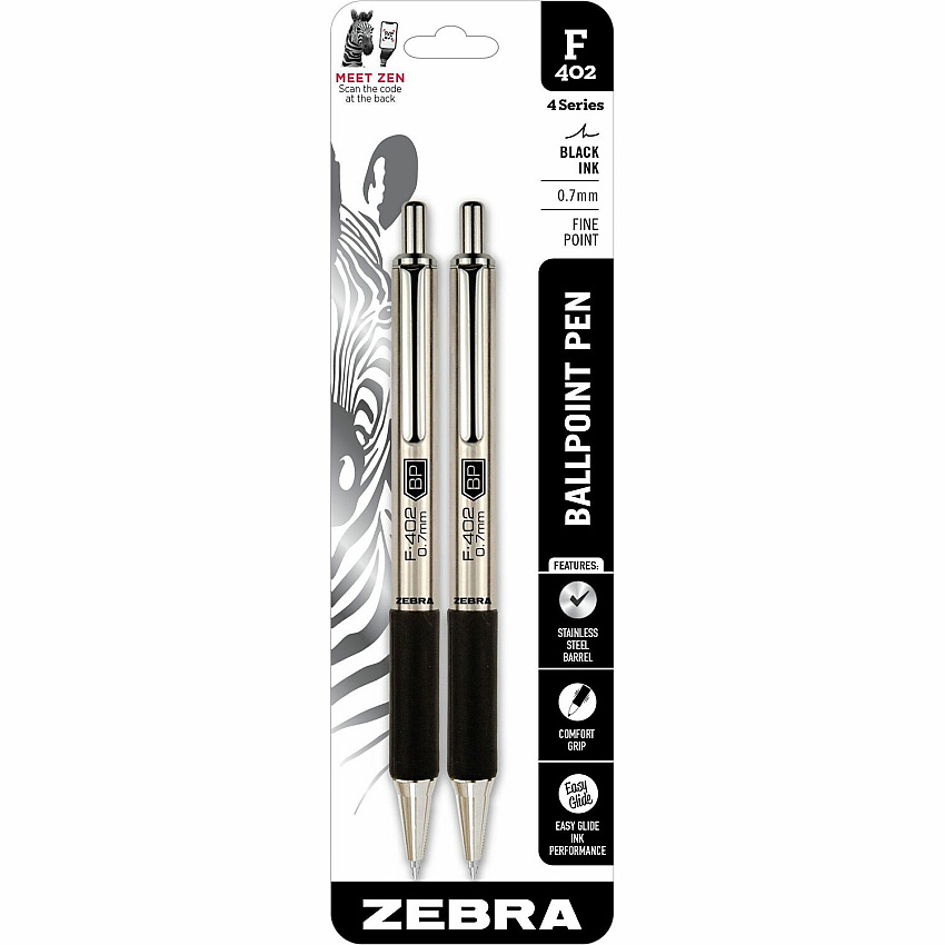 Zebra STEEL 4 Series F-402 Retractable Ballpoint Pen (ZEB29212)