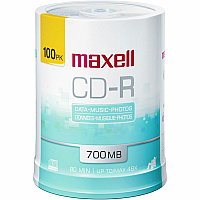 Maxell CD Recordable Media - CD-R - 48x - 700 MB - 100 Pack Spindle - White (MAX648720)
