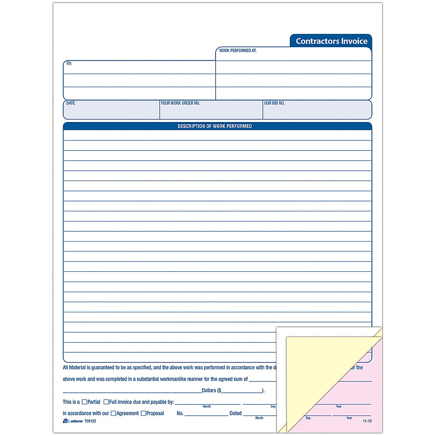 Adams Contractor's Invoice Book (ABFTC8122)