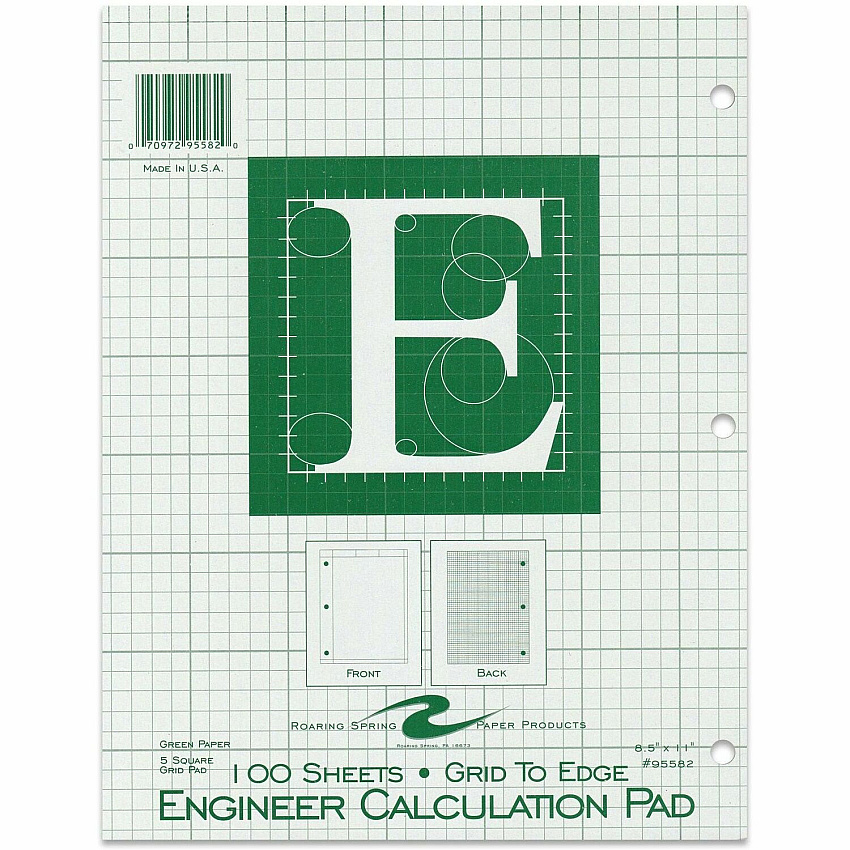 Roaring Spring 5x5 Grid Engineering Pad (ROA95582)