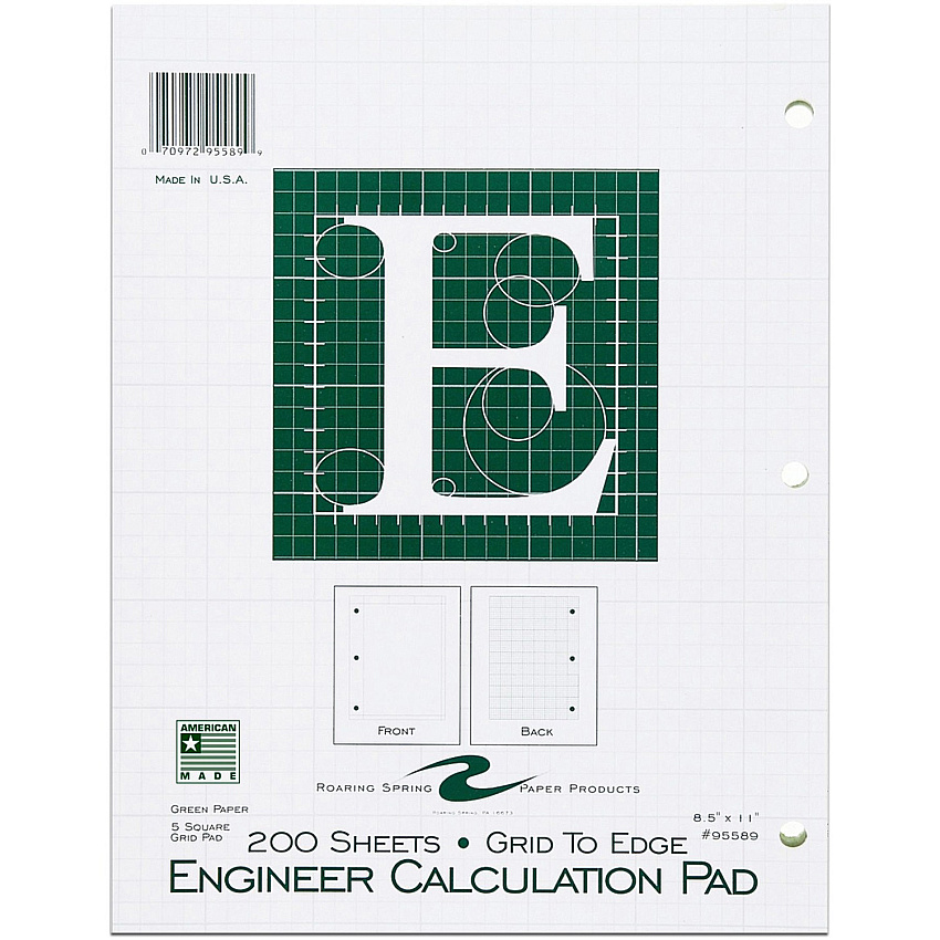 Roaring Spring 5x5 Grid Engineering Pad (ROA95589)