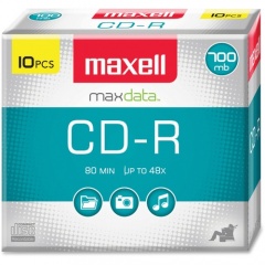 Maxell CD Recordable Media - CD-R - 40x - 700 MB - 10 Pack Slim Jewel Case (648210)