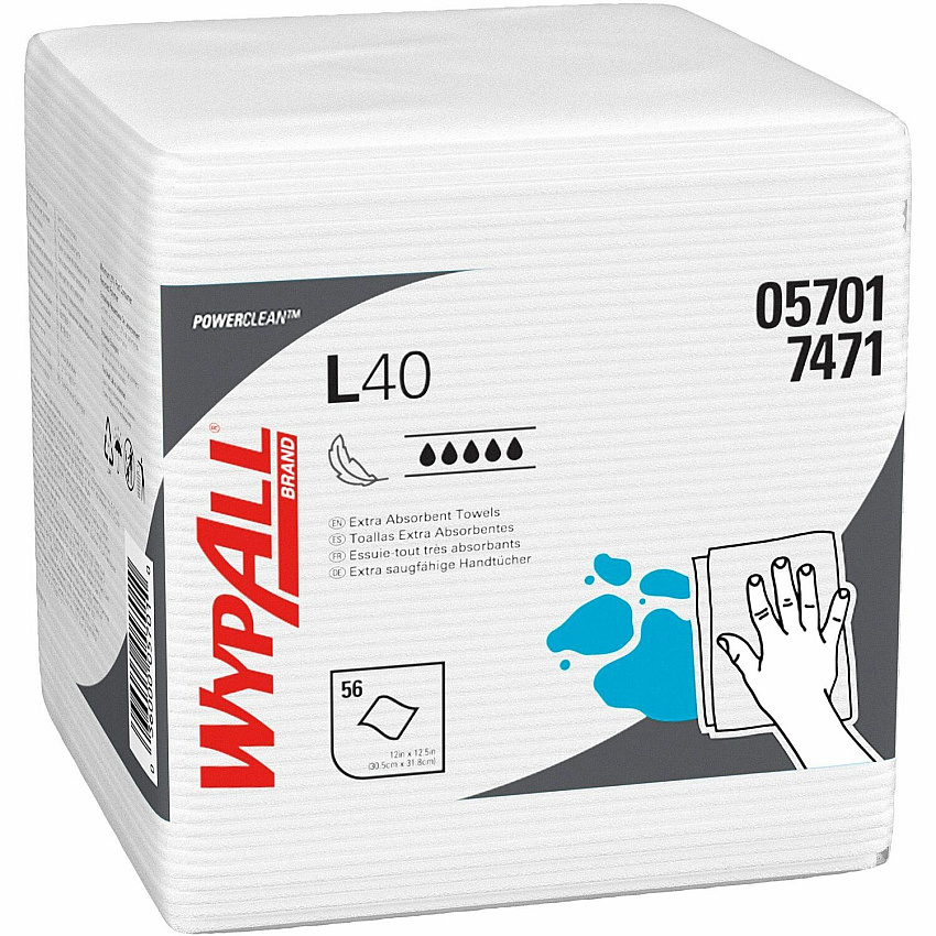 Wypall PowerClean L40 Extra Absorbent Towels (KCC05701)