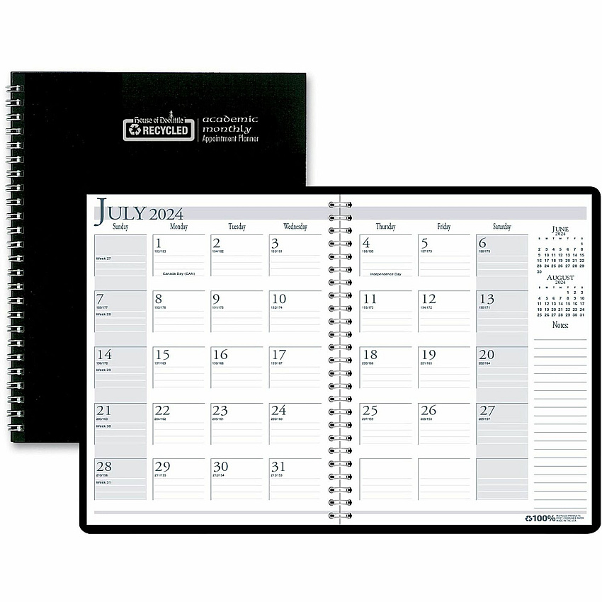 House of Doolittle Black Cover Academic Monthly Planner (26302)