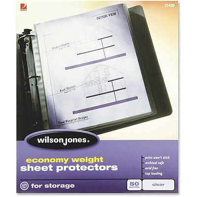 Wilson Jones Economy Weight Top-Loading Sheet Protectors (WLJ21420)