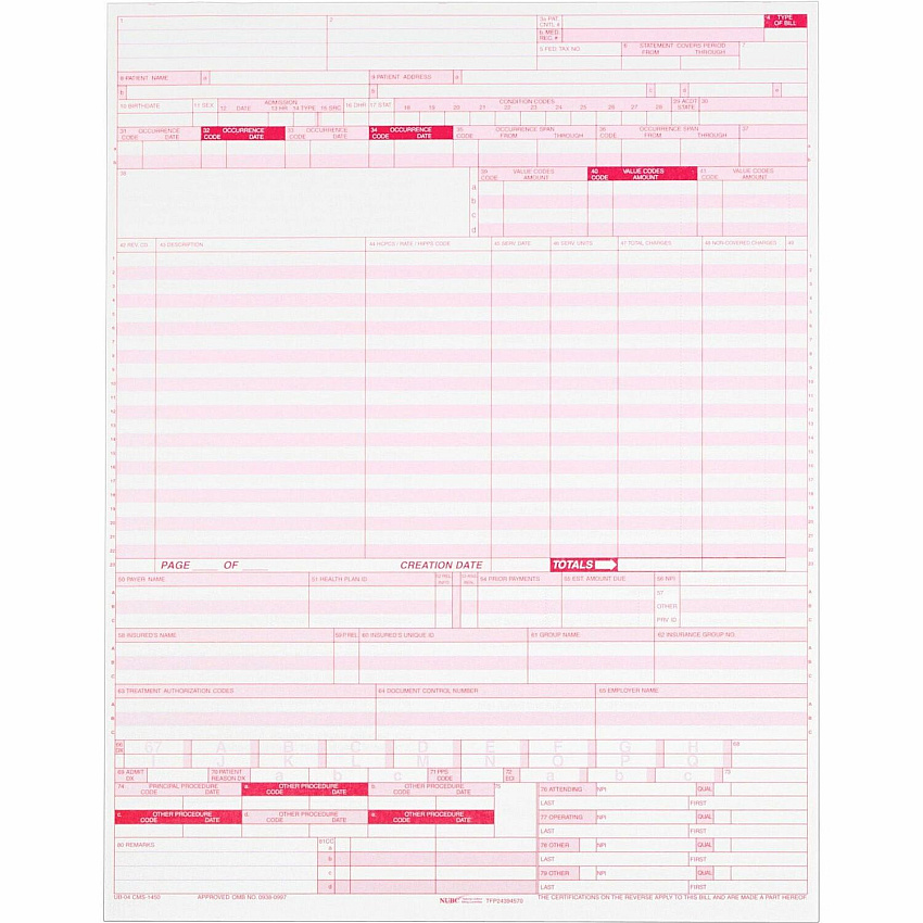 TOPS 1-part UB-04 Laser-cut Forms (TOP59870R)