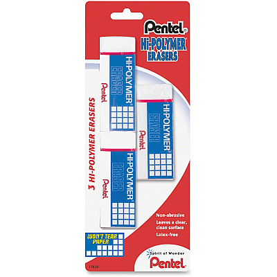 Pentel Hi-Polymer Eraser (PENZEH10BP3K6)