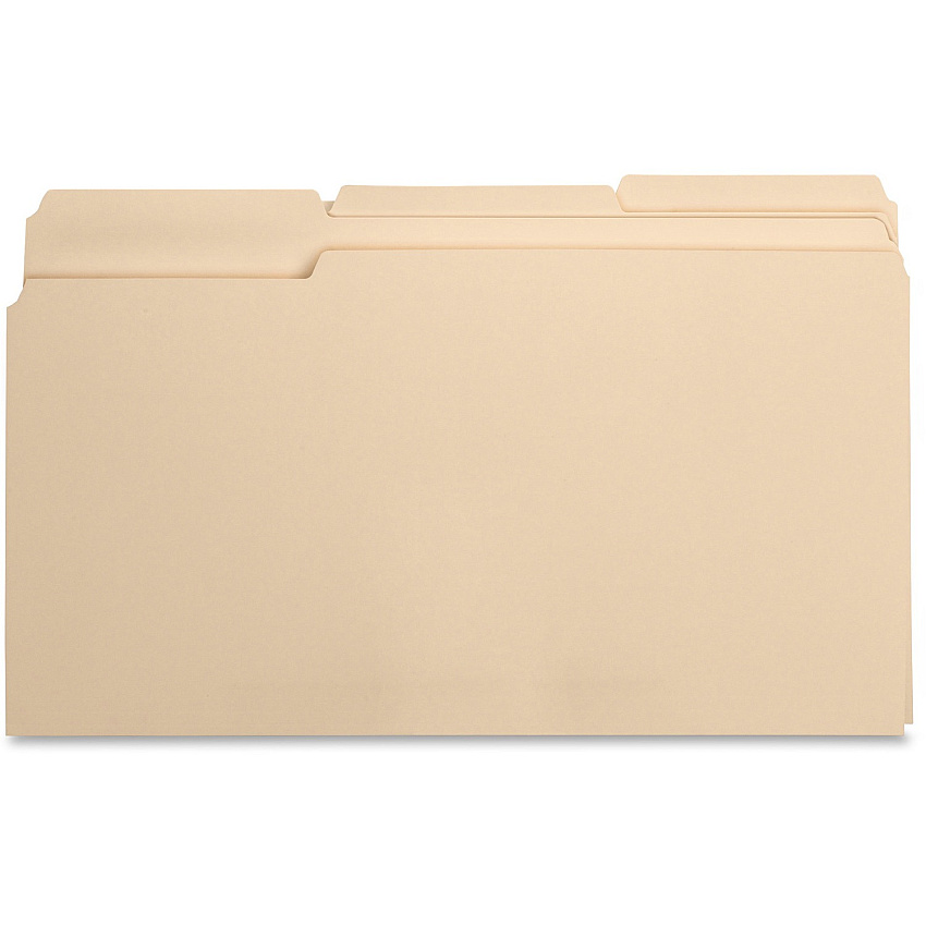 Business Source 1/3 Tab Cut Legal Recycled Top Tab File Folder (BSN17526)