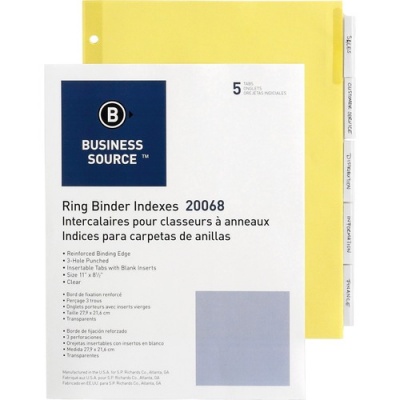 Business Source Buff Stock Ring Binder Indexes (20068)