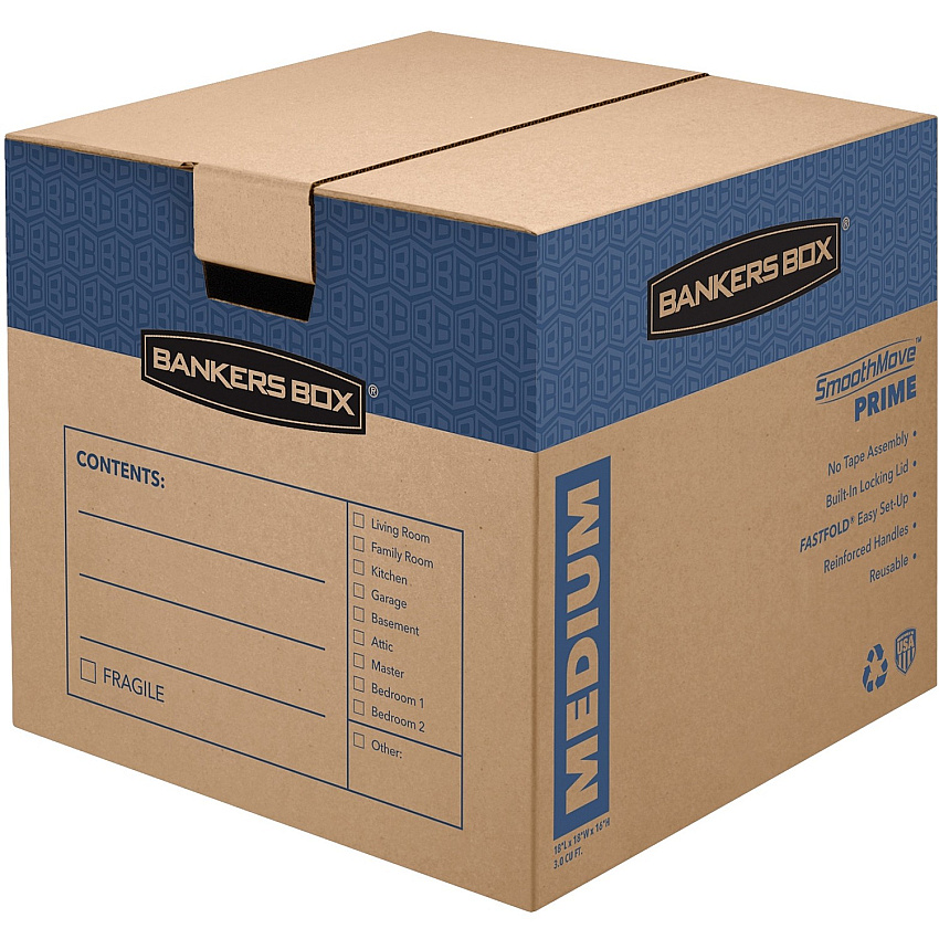 Bankers Box SmoothMove Prime Moving Boxes, Medium (FEL0062801)