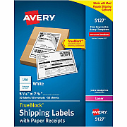 Avery Shipping Labels with Receipt, 5-1/16" x 7-5/8" , 50 Labels (AVE5127)