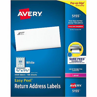 Avery Easy Peel Mailing Laser Labels (AVE5155)