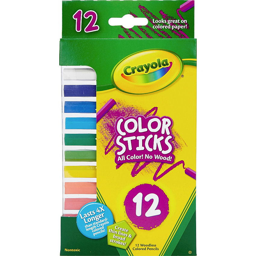 Crayola 12 Color Sticks Woodless Colored Pencils (CYO682312)