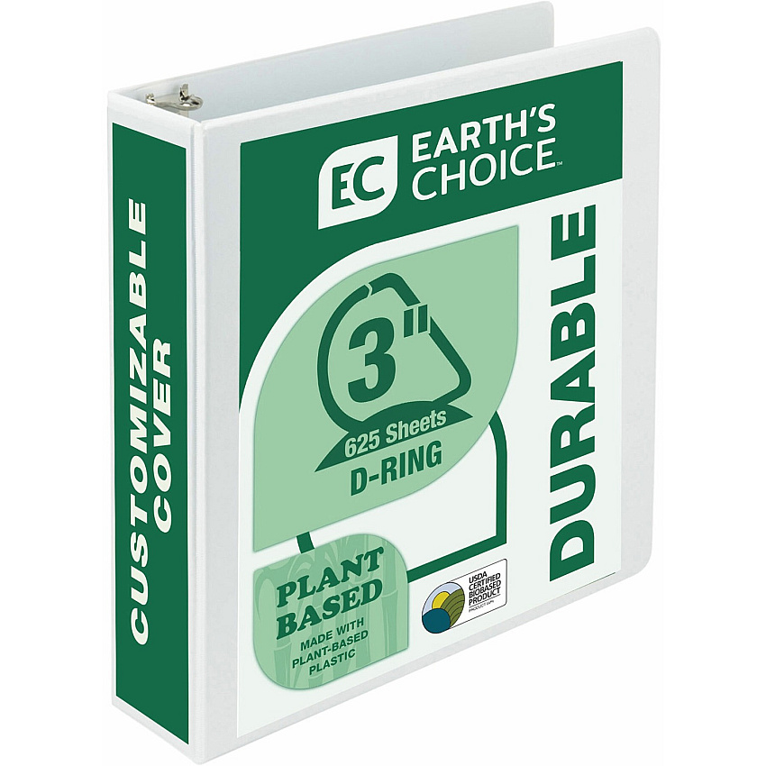 Samsill Earth's Choice Plant-Based 3 Inch 3 Ring View Binder - White (SAM16987)