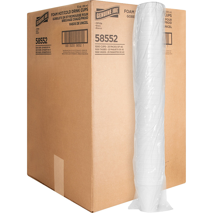 Genuine Joe 12 oz Hot/Cold Foam Cups (GJO58552)
