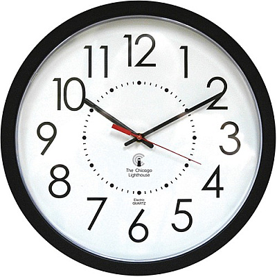 Chicago Lighthouse 14.5" Black Electric Wall Clock (ILC67801103)