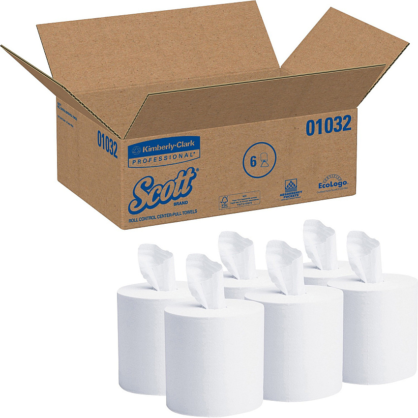 Scott Essential Roll Center Pull Towels with Fast-Drying Absorbency Pockets (KCC01032)