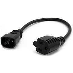 StarTech 1ft Power Extension Cord C14 To 5-15r (PAC100)