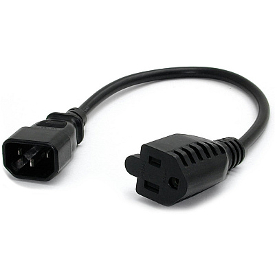StarTech 1ft Power Extension Cord C14 To 5-15r (PAC100)