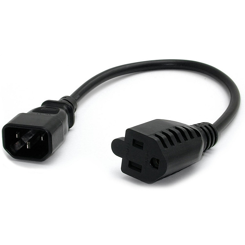 StarTech 1ft Power Extension Cord C14 To 5-15r (PAC100)