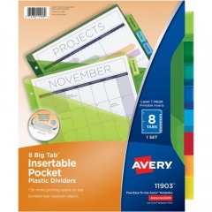 Avery Big Tab Insertable Plastic Dividers w/Pockets (11903)