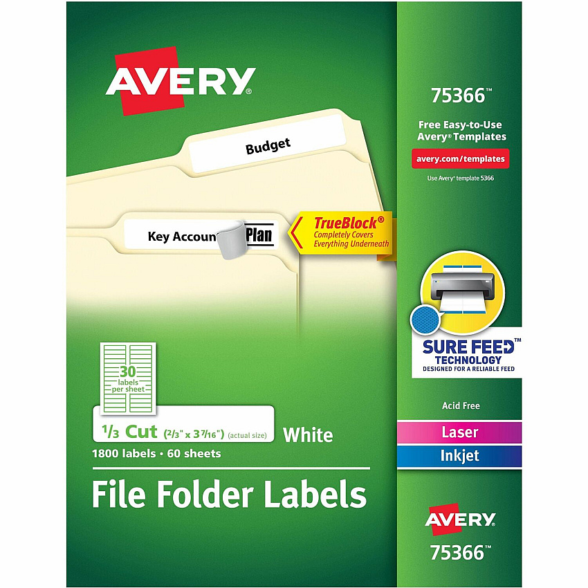 Avery TrueBlock File Folder Labels (AVE75366)