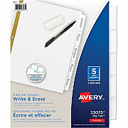 Avery Big Tab Write & Erase Dividers 5 Tab5 tabs (AVE23075)